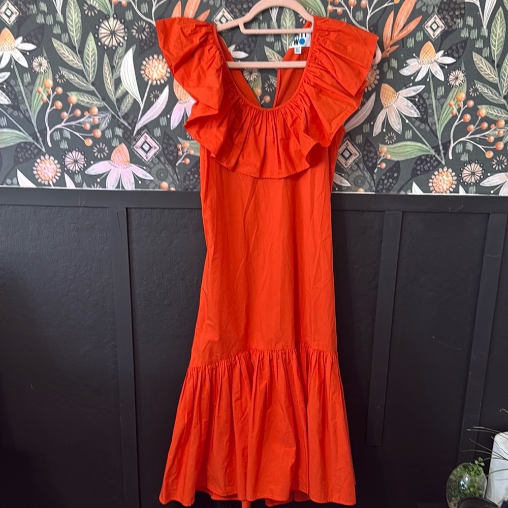 Orange Ruffled Tiered Maxi Dress Off the Shoulder